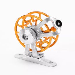 1pc Metal Spinning Casting Reel; Aluminum Alloy Lightweight Wire Cup; Speed Adjustable Fishing Reel For Ice Fishing (Color: Golden)